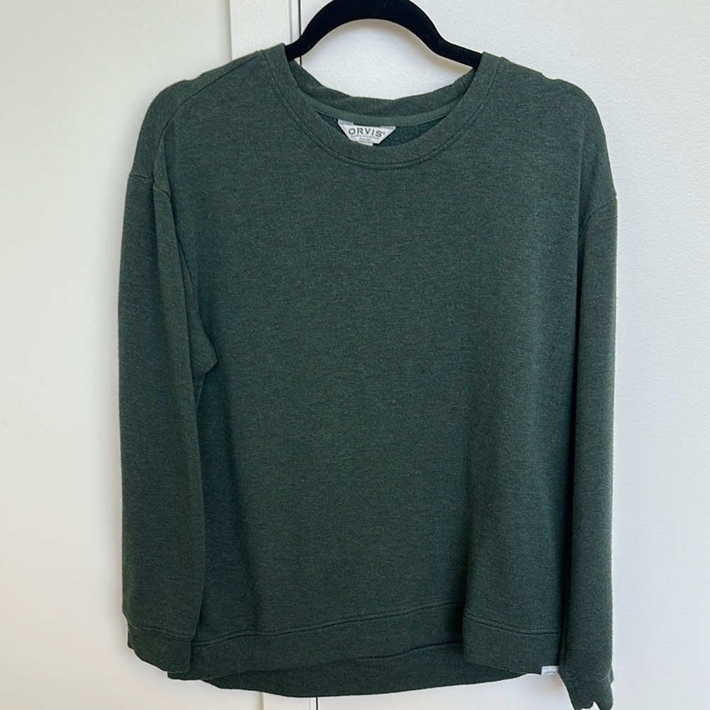 Orvis Green Crewneck Sweater Soft Knit Classic